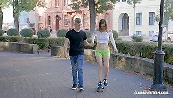 Young And Horny Teen Gives A Blowjob To A Skater Boy