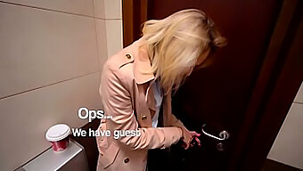 Cumshot In Public Restroom During Blowjob From 18-Year-Old Girl