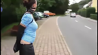 Ballgagged And Bound In Public By An Armbinder