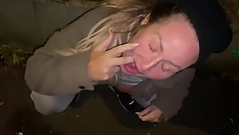 A Woman Is Offered A Drink On The Street And Then Receives A Cumshot