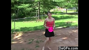 Young Blonde Woman Showing Off Her Body To Prevail In A Competition